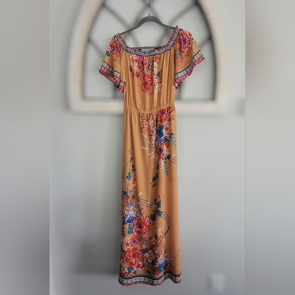 Flying Tomato Off The Shoulder Floral Boho Maxi Dress, Sz S - Picture 6 of 6